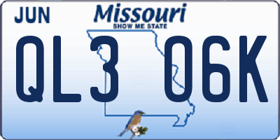 MO license plate QL3O6K