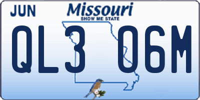 MO license plate QL3O6M