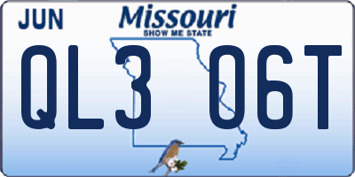 MO license plate QL3O6T