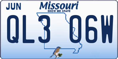 MO license plate QL3O6W