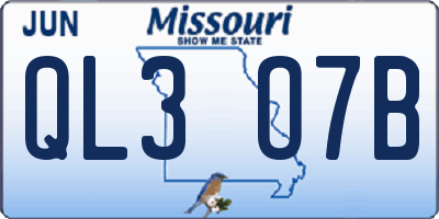 MO license plate QL3O7B