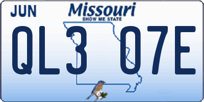 MO license plate QL3O7E