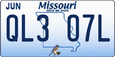 MO license plate QL3O7L