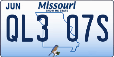 MO license plate QL3O7S