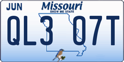 MO license plate QL3O7T