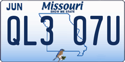 MO license plate QL3O7U