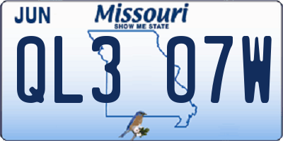 MO license plate QL3O7W