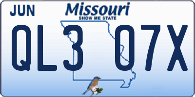 MO license plate QL3O7X