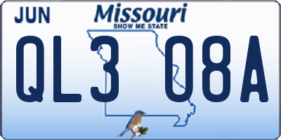 MO license plate QL3O8A