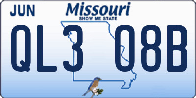 MO license plate QL3O8B