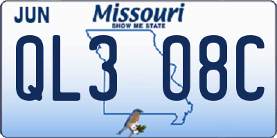 MO license plate QL3O8C