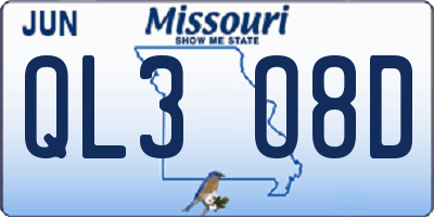 MO license plate QL3O8D