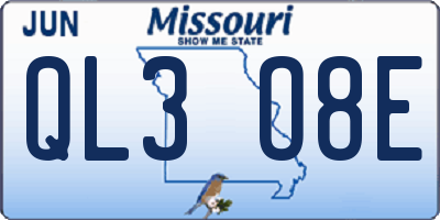 MO license plate QL3O8E
