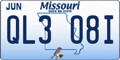 MO license plate QL3O8I