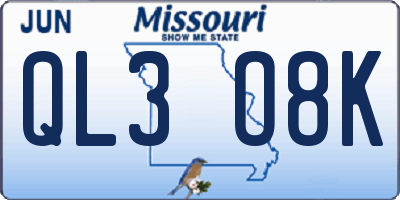 MO license plate QL3O8K