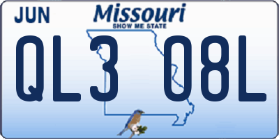 MO license plate QL3O8L