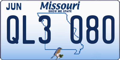 MO license plate QL3O8O