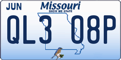 MO license plate QL3O8P