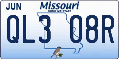 MO license plate QL3O8R