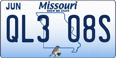MO license plate QL3O8S
