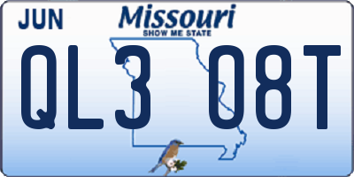 MO license plate QL3O8T