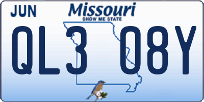 MO license plate QL3O8Y