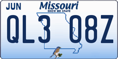 MO license plate QL3O8Z