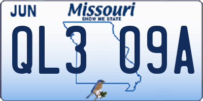 MO license plate QL3O9A