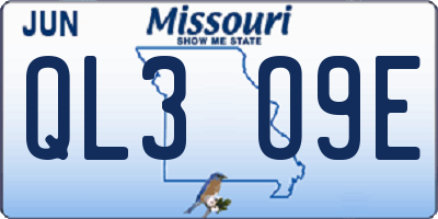 MO license plate QL3O9E