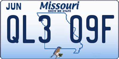 MO license plate QL3O9F
