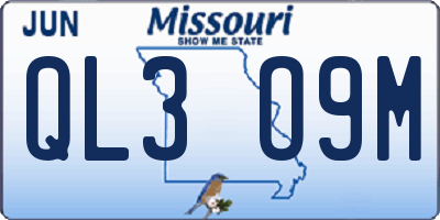 MO license plate QL3O9M
