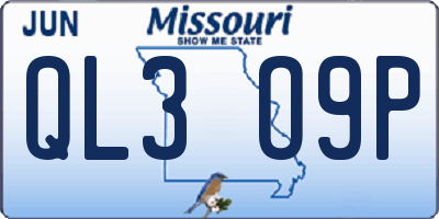 MO license plate QL3O9P