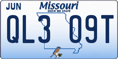 MO license plate QL3O9T