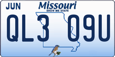 MO license plate QL3O9U
