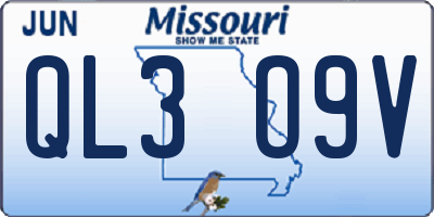 MO license plate QL3O9V
