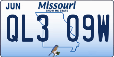 MO license plate QL3O9W