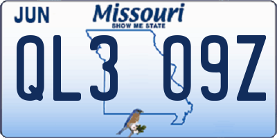 MO license plate QL3O9Z