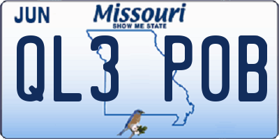 MO license plate QL3P0B