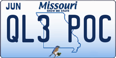 MO license plate QL3P0C