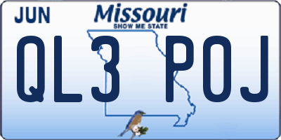 MO license plate QL3P0J
