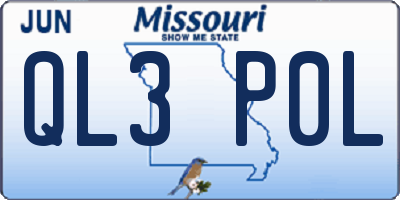 MO license plate QL3P0L