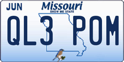 MO license plate QL3P0M