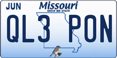MO license plate QL3P0N