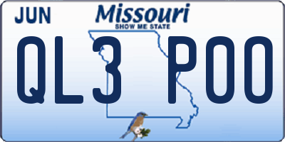 MO license plate QL3P0O