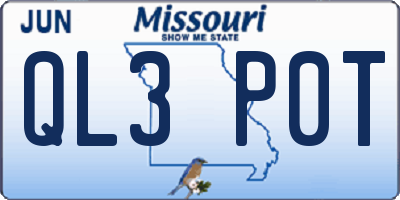 MO license plate QL3P0T