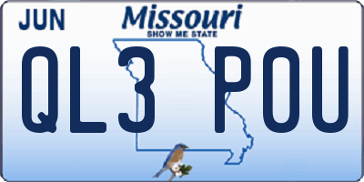 MO license plate QL3P0U