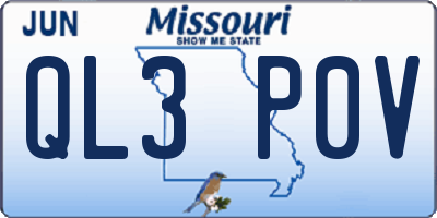 MO license plate QL3P0V