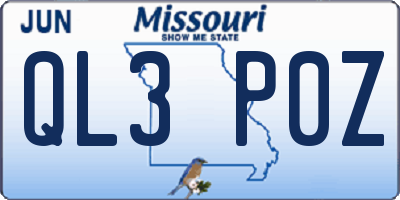 MO license plate QL3P0Z