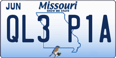 MO license plate QL3P1A