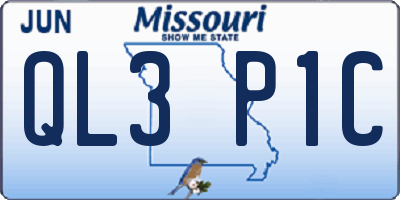 MO license plate QL3P1C